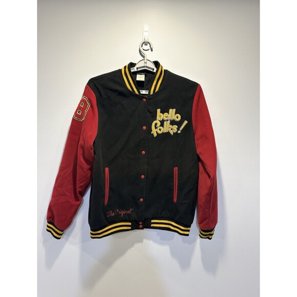 Disney Mickey Mouse & Pluto Hello Folks! Varsity Letterman Red/Black Jacket XL - Picture 2 of 16